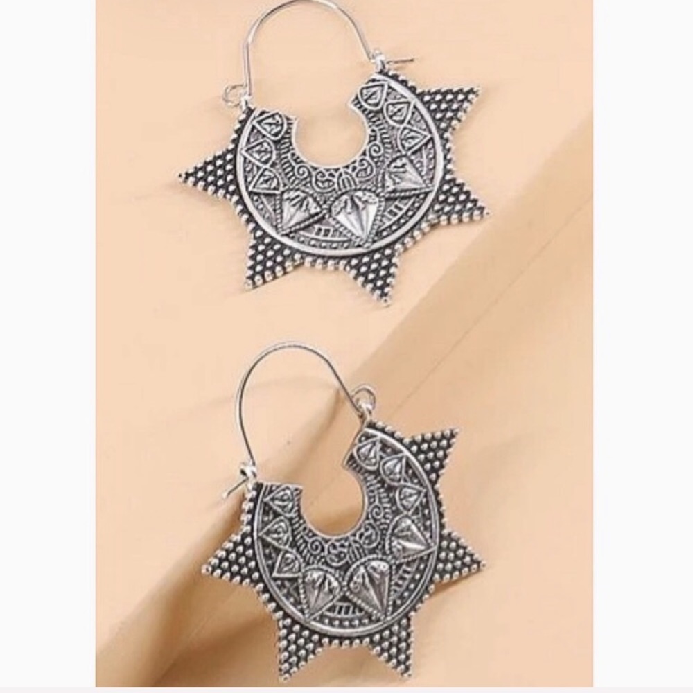 Boho Chic Etched Drop Tribal Moroccan Ethnic burst